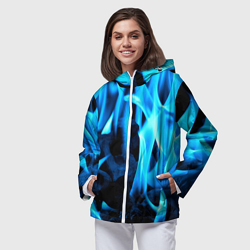 Женская ветровка Синий огонь текстура / 3D-Белый – фото 3