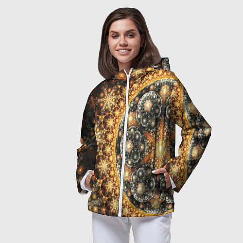 Женская ветровка Абстрактные узоры фрактала / 3D-Белый – фото 3