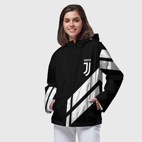 Женская ветровка Juventus line white / 3D-Черный – фото 3