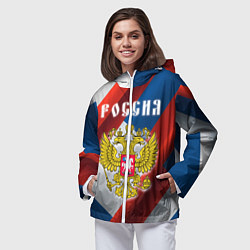 Ветровка с капюшоном женская Цвета флага России, паттерн, цвет: 3D-белый — фото 2