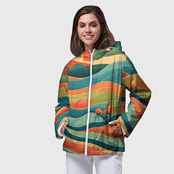 Ветровка с капюшоном женская Поля луга, цвет: 3D-белый — фото 2