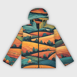 Ветровка с капюшоном женская Поля луга, цвет: 3D-черный