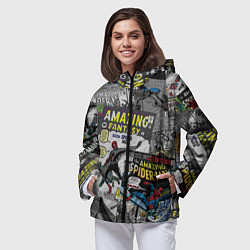 Ветровка с капюшоном женская Spider-man comics, цвет: 3D-черный — фото 2