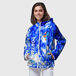 Ветровка с капюшоном женская Portal 2 flame blue, цвет: 3D-белый — фото 2