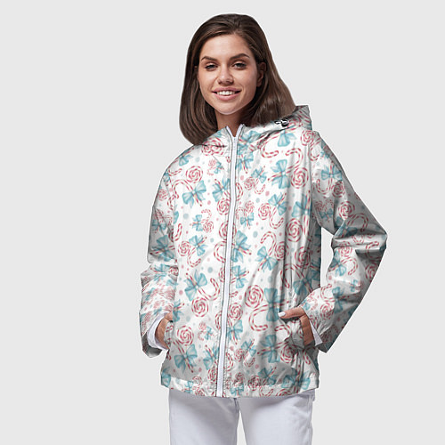Женская ветровка Новогодние леденцы / 3D-Белый – фото 3