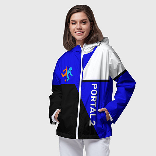 Женская ветровка Portal geometry steel game / 3D-Белый – фото 3