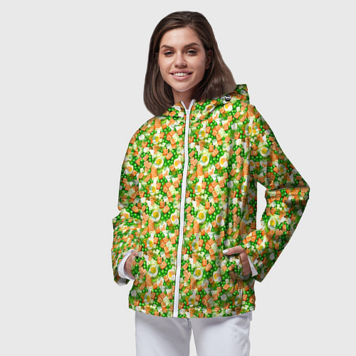 Женская ветровка Салат - Оливье / 3D-Белый – фото 3