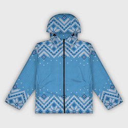 Ветровка с капюшоном женская Вязаный скандинавский орнамент, цвет: 3D-черный