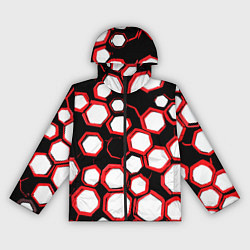 Женская ветровка Красно-белые шестиугольники на чёрном фоне