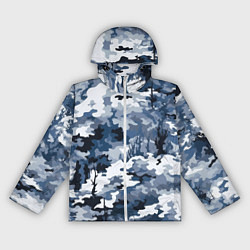Ветровка с капюшоном женская Камуфляж серо синий, цвет: 3D-белый