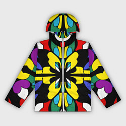 Ветровка с капюшоном женская Яркий калейдоскоп, цвет: 3D-белый