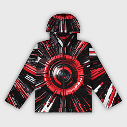 Ветровка с капюшоном женская Чёрно-красная сфера киберпанк, цвет: 3D-черный
