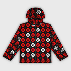 Ветровка с капюшоном женская Red and white stars on a black background, цвет: 3D-черный