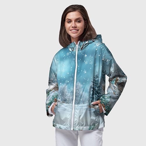 Женская ветровка Новогодний снег / 3D-Белый – фото 3