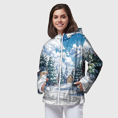 Женская ветровка Предновогодняя природа / 3D-Белый – фото 3