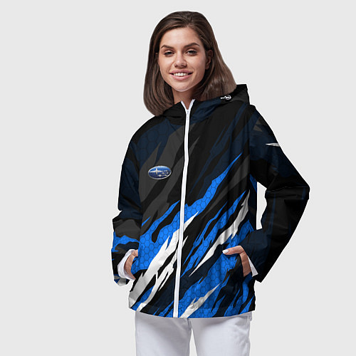 Женская ветровка Субару - черно-синий / 3D-Белый – фото 3