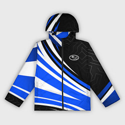 Ветровка с капюшоном женская Субару - бело-синий, цвет: 3D-черный