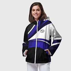 Ветровка с капюшоном женская Субару - белая волна, цвет: 3D-белый — фото 2