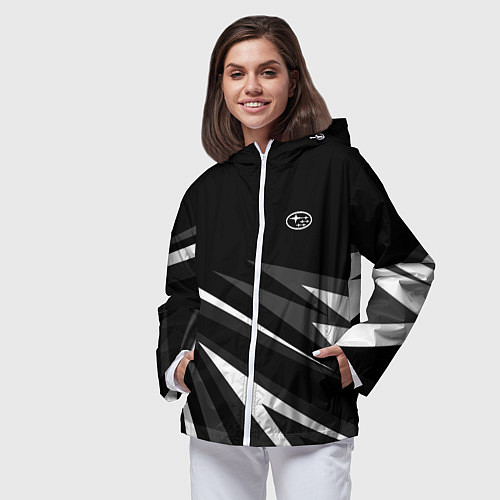 Женская ветровка Субару - черно-белый / 3D-Белый – фото 3