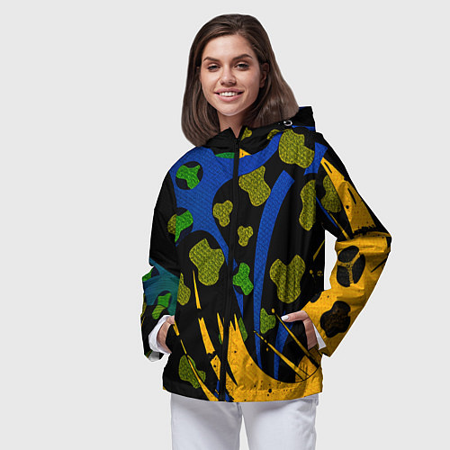 Женская ветровка Абстрактные пятна леопарда / 3D-Черный – фото 3