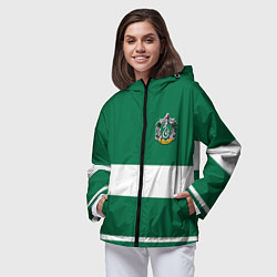 Ветровка с капюшоном женская Гарри Поттер Слизерин, цвет: 3D-черный — фото 2