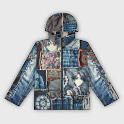Ветровка с капюшоном женская Аниме пэчворк деним, цвет: 3D-черный