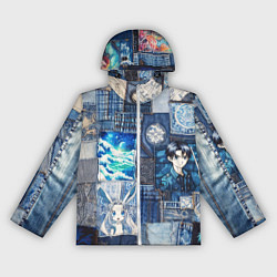 Ветровка с капюшоном женская Микс аниме и пэчворк, цвет: 3D-белый