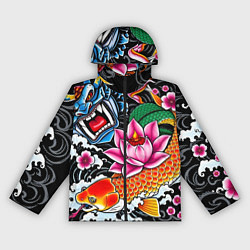 Ветровка с капюшоном женская Иредзуми татуировка, цвет: 3D-черный