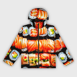 Ветровка с капюшоном женская Сет роллов, цвет: 3D-черный