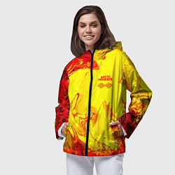 Ветровка с капюшоном женская Arctic Monkeys - ядовитые подтеки, цвет: 3D-черный — фото 2