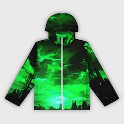 Ветровка с капюшоном женская Кислотный зелёный закат, цвет: 3D-белый