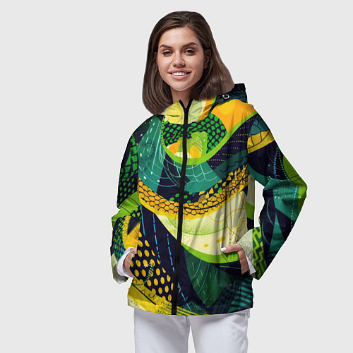 Женская ветровка Змеиный паттерн / 3D-Черный – фото 3