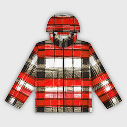 Ветровка с капюшоном женская Чёрные полосы на красно-белом фоне, цвет: 3D-черный