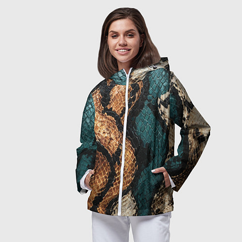 Женская ветровка Кожа в змеином стиле / 3D-Белый – фото 3