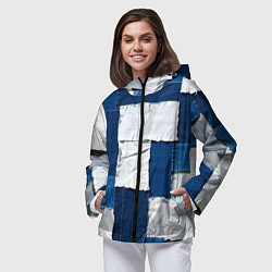 Ветровка с капюшоном женская Джинсовый пэчворк, цвет: 3D-черный — фото 2