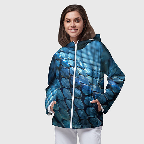 Женская ветровка Голубая кожа змеи / 3D-Белый – фото 3