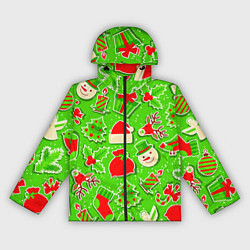 Ветровка с капюшоном женская Новогоднее настроение паттерн, цвет: 3D-черный