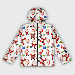 Ветровка с капюшоном женская Дед мороз веселится паттерн, цвет: 3D-черный