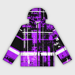 Ветровка с капюшоном женская Фиолетово-белый гранж на чёрном фоне, цвет: 3D-черный