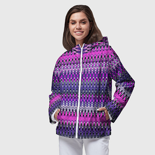 Женская ветровка Сиренево-розовый узоры / 3D-Белый – фото 3