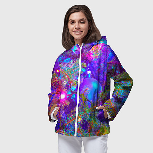 Женская ветровка Новогоднее свечение гирлянд / 3D-Белый – фото 3