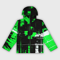 Ветровка с капюшоном женская Зелёно-белый гранж на чёрном фоне, цвет: 3D-черный