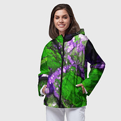 Ветровка с капюшоном женская Фиолетовый минерал в зелёном камне, цвет: 3D-черный — фото 2