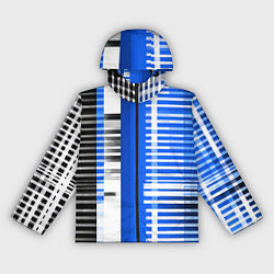 Ветровка с капюшоном женская White stripes on a black and blue background, цвет: 3D-черный