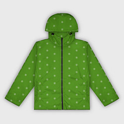 Ветровка с капюшоном женская Снежинки на зеленом, цвет: 3D-черный