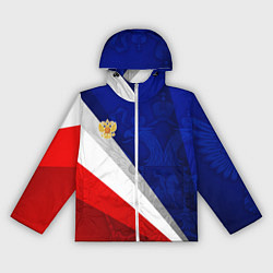 Ветровка с капюшоном женская Герб России - триколор, цвет: 3D-белый