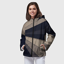 Ветровка с капюшоном женская Фрактальные линии, цвет: 3D-черный — фото 2