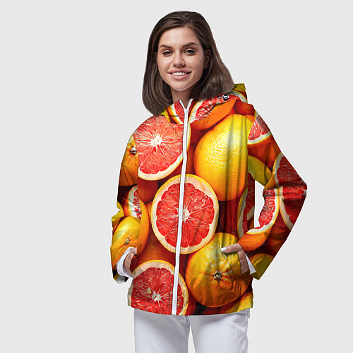 Женская ветровка Грейпфруты / 3D-Белый – фото 3