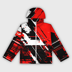 Ветровка с капюшоном женская Diagonal black and white stripes on a red backgrou, цвет: 3D-белый