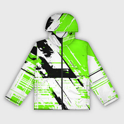 Ветровка с капюшоном женская Diagonal black and green stripes on a white backgr, цвет: 3D-черный
